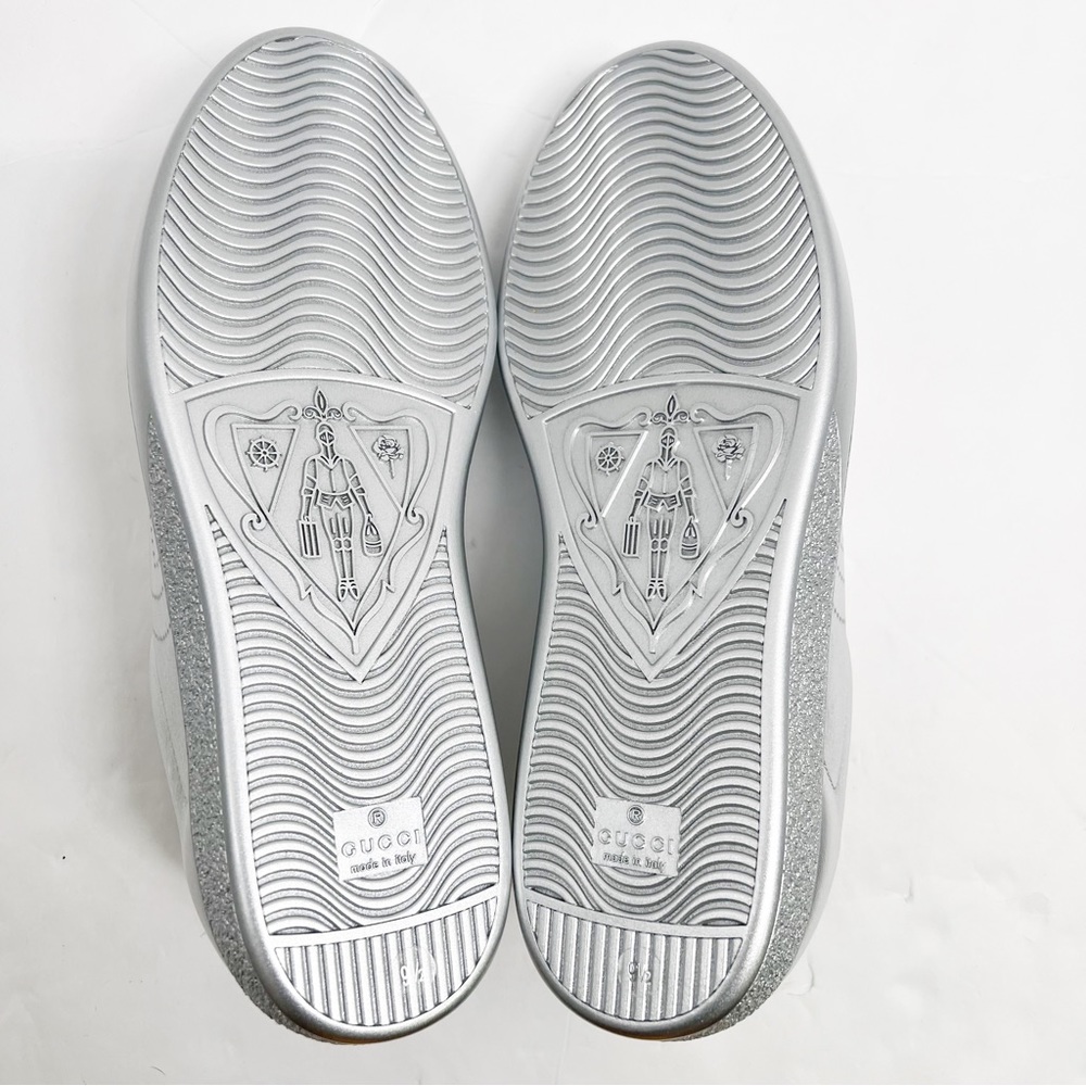 Gucci Ace Metallic Low-top Silver Sneakers 660266 - Picture 10 of 14